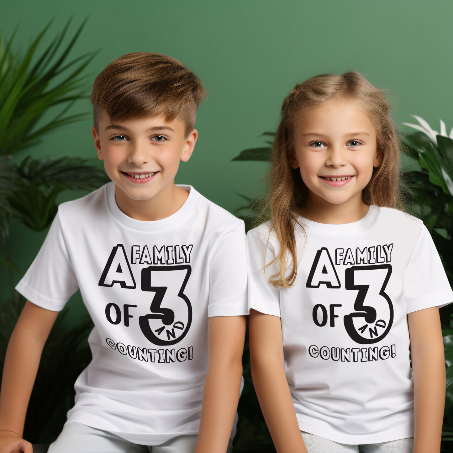 Family Day Edition T-shirt Design for 3 and Counting Kids - Dark